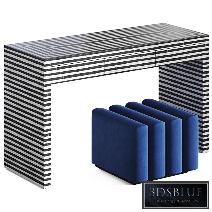 Black&white Indian Bone Inlay table by Loft concept