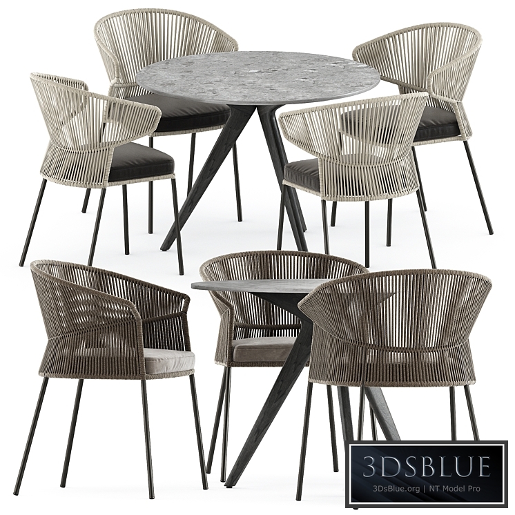 Ola 923 P-IMP and Ola 923/P chairs by Potocco and Teak nero table CF 100 by manutti