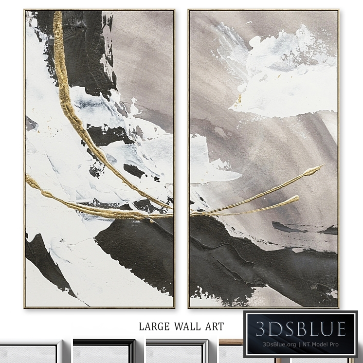 Large Glam Accent Textural Abstract Wall Art C-496