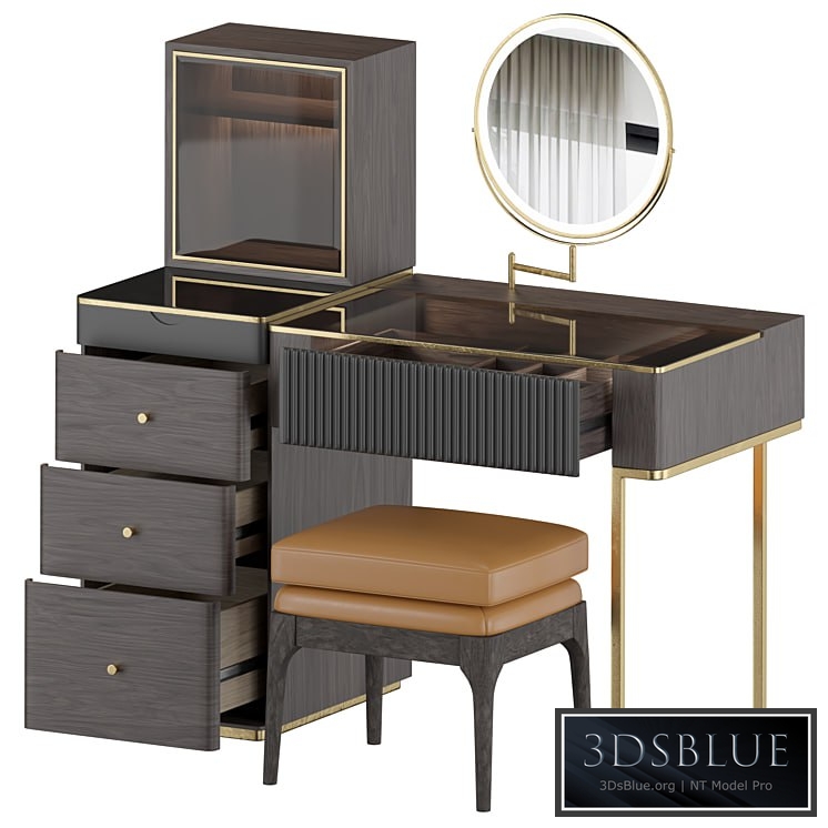 Wood Makeup Vanity Table Set with LED