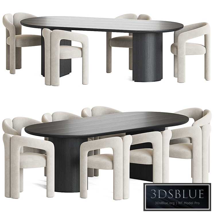 Dudet Chair Moon Table Dining Set