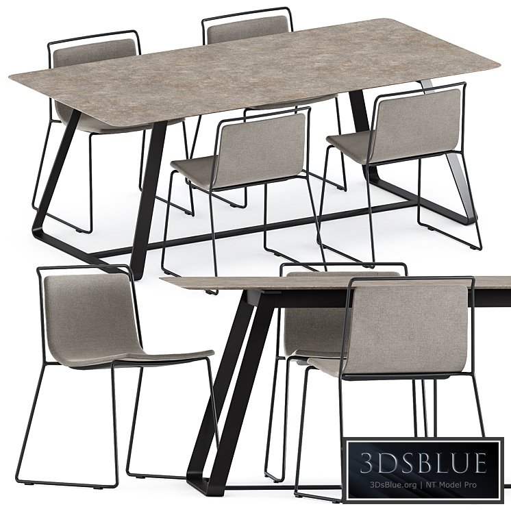 Alo Outdoor chair by ondarreta and Kolonaki table by Varaschin