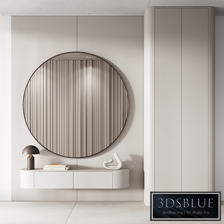 144 hallway zone 03 minimal modern with circle mirror 01