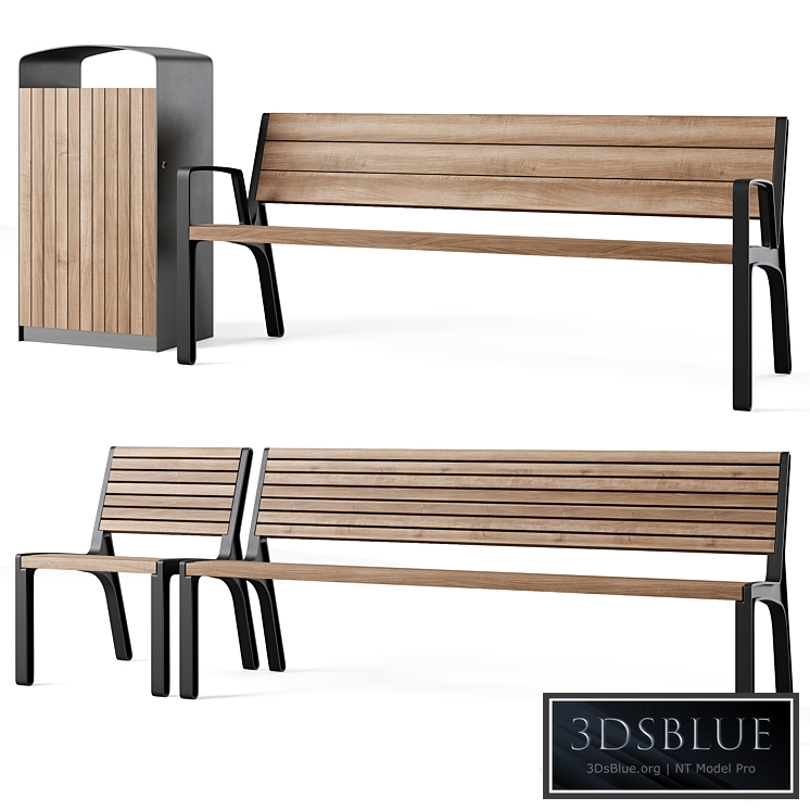 Miela park benches with litter bin Prax by mmcite