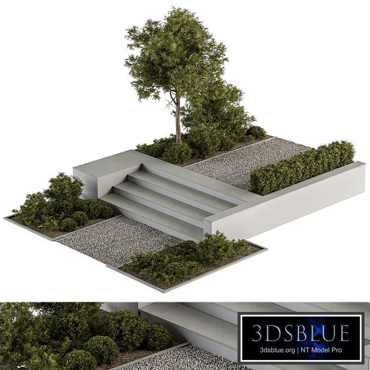 Landscape Furniture stairs with ivy and Garden - Architect Element 65