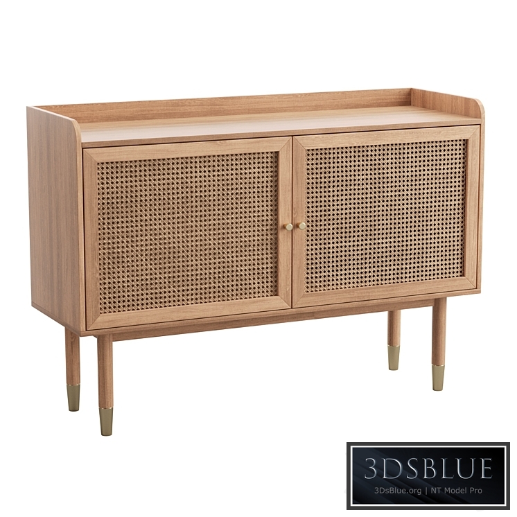 BOMBONG Buffet 2 portes en bois et cannage