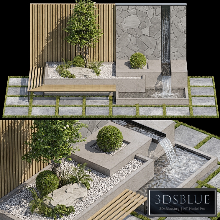 Landscape Furniture with Fountain - Architect Element 07