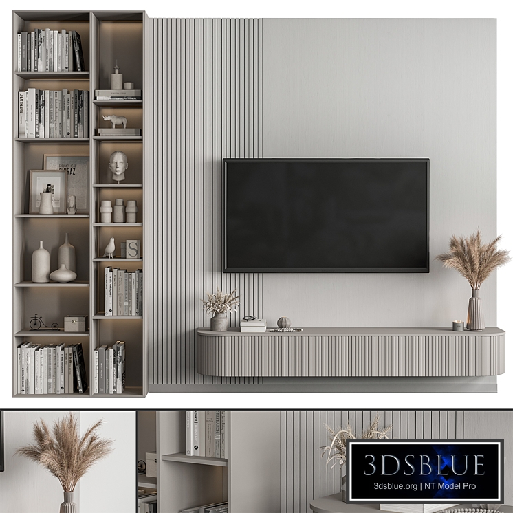 TV Wall white Wall and Cream - Set 42