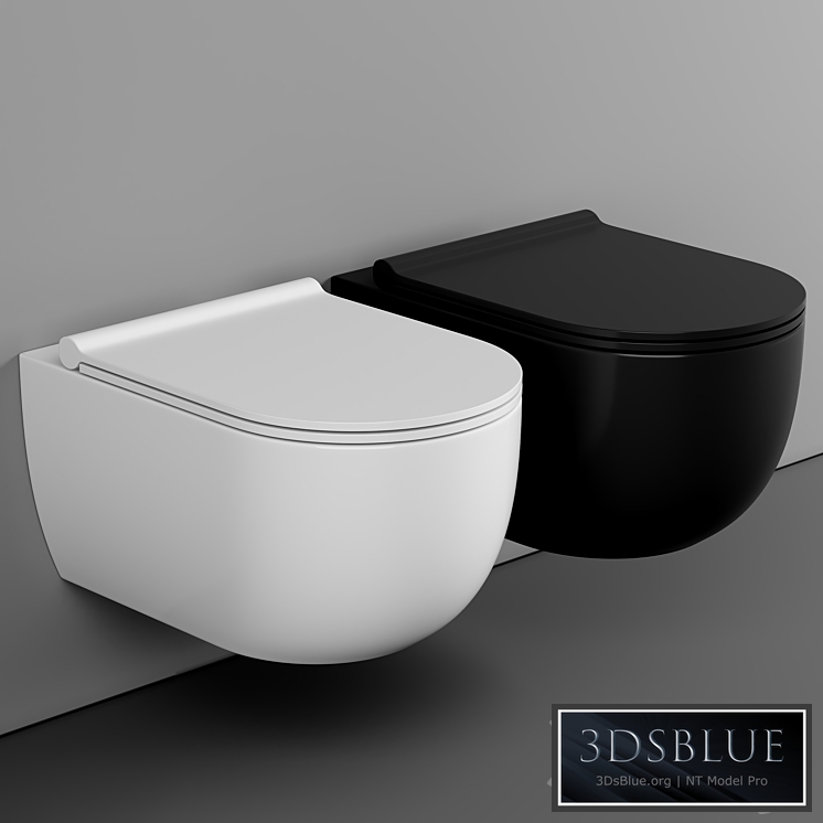 BagnoDesign Koy Matt Black Rimless Wall Hung Toilet with Soft Close Seat