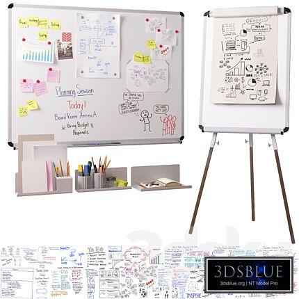 Magnetic whiteboard, Flipchart, set for creating drawings with a marker