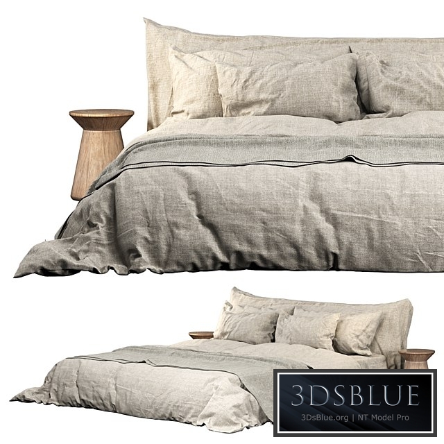 Neutral Colored Cozy Bed with Zara Home Linen Bedding 02