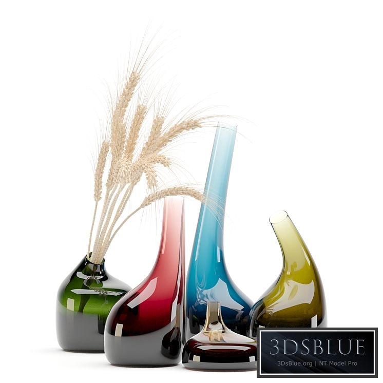 Decorative Glass Vase & Wheat