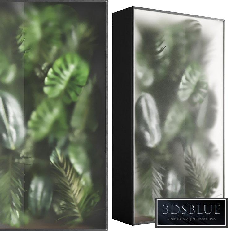 light box with tropical leaf garden in frame glass Smoked 01