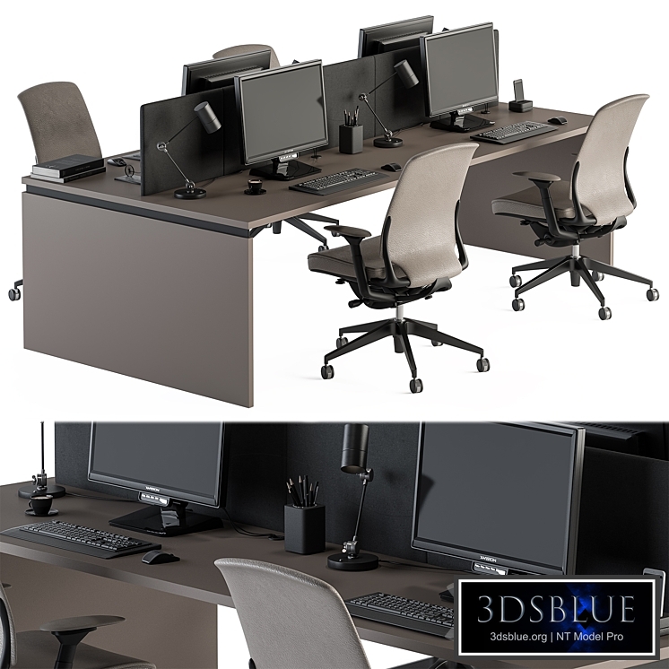 Employee Set Wood and Black - Office Furniture 335
