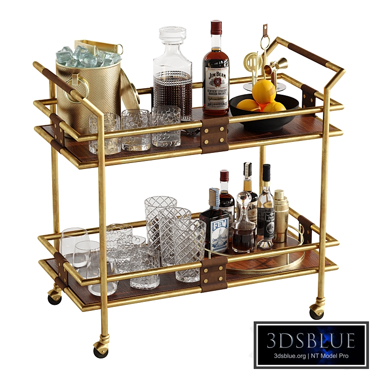 Bar cart set 4 gold