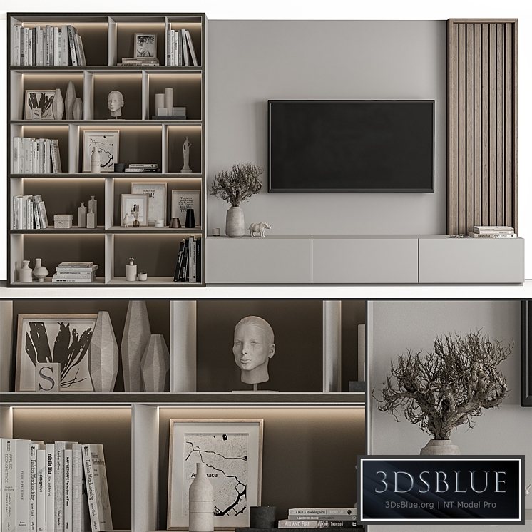 TV Wall Wood and Gray - Set 48