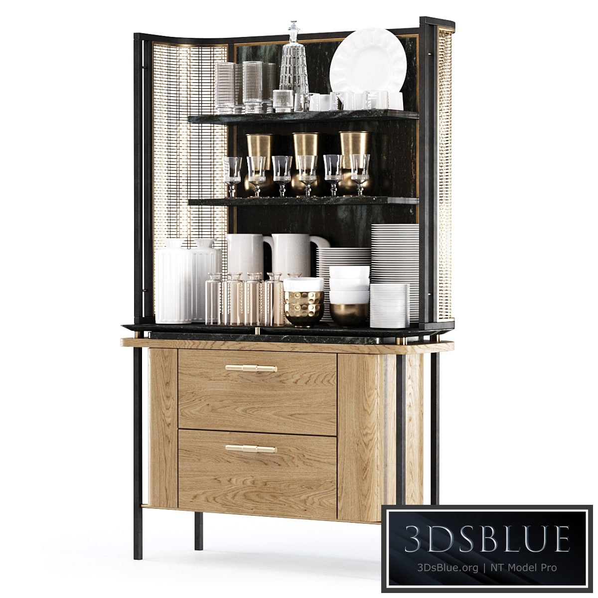 Katty modern sideboard with dishes by Bpoint Design