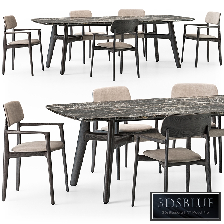 Poliform Curve dining table armchair set