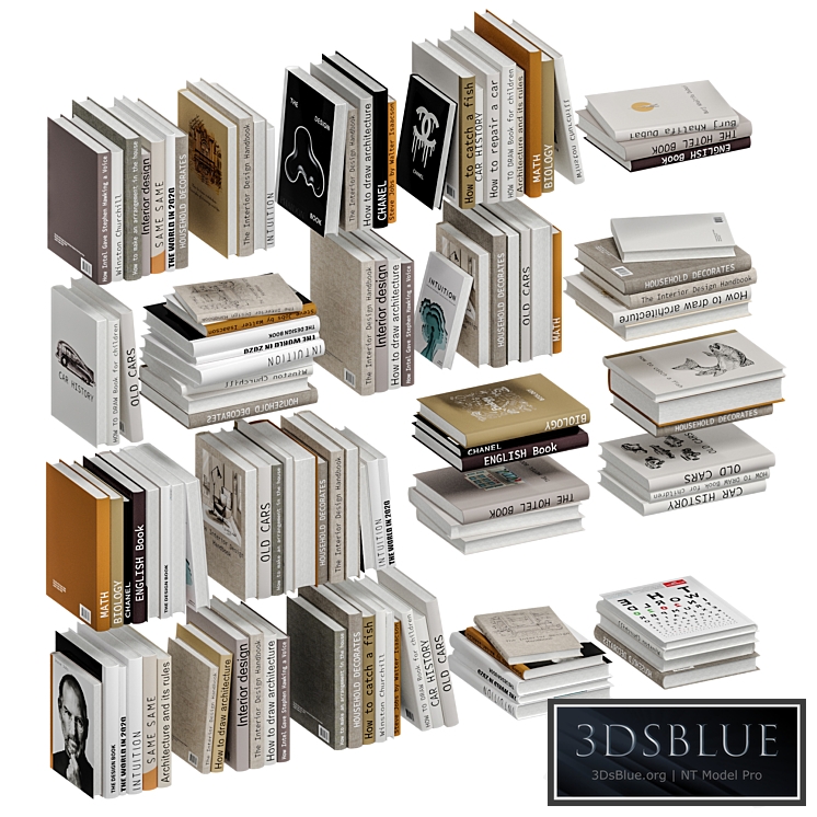 Set of books in beige color