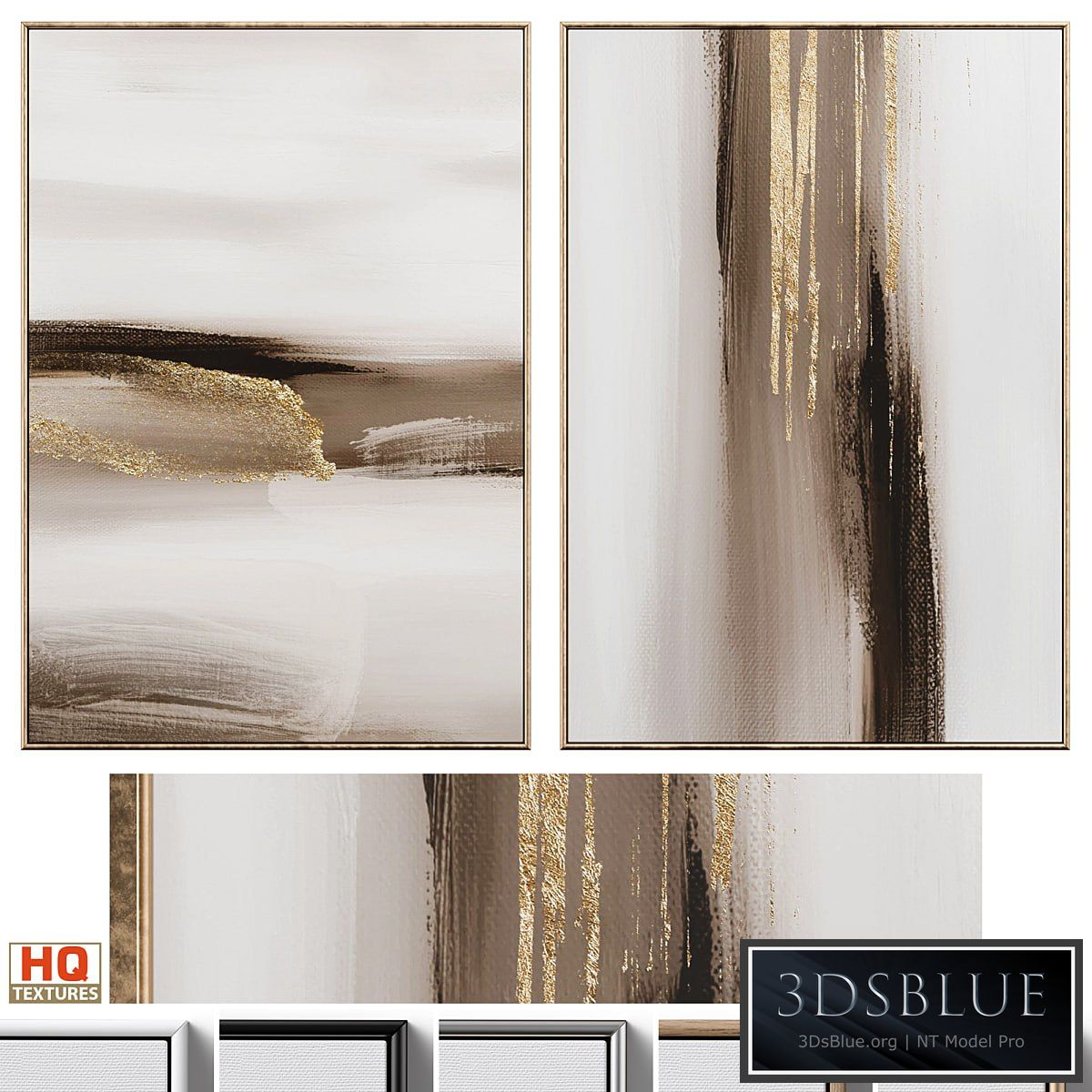 Gold And Brown Accent Abstract Wall Art C-549