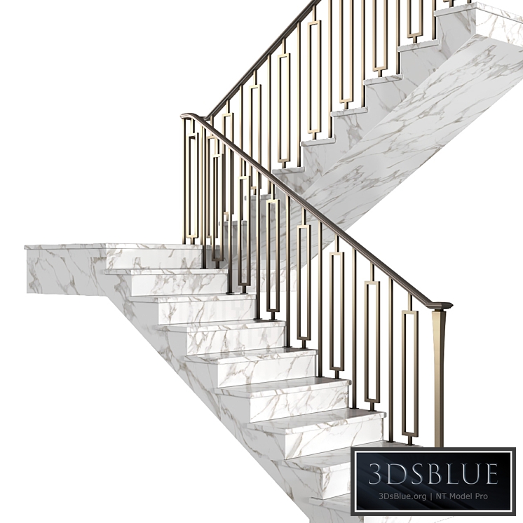 Modern marble stair staircase in Art Deco style.