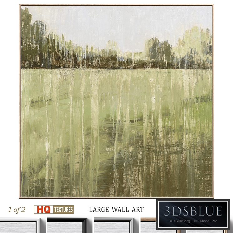 Green Accent Abstract Landscape Large Wall Art C-552