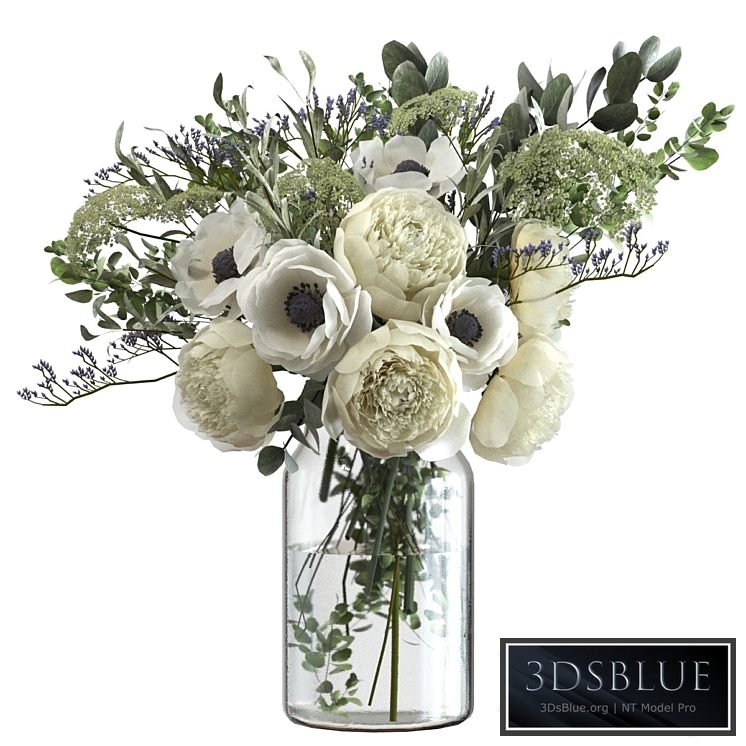 Bouquet with flowers and eucalyptus
