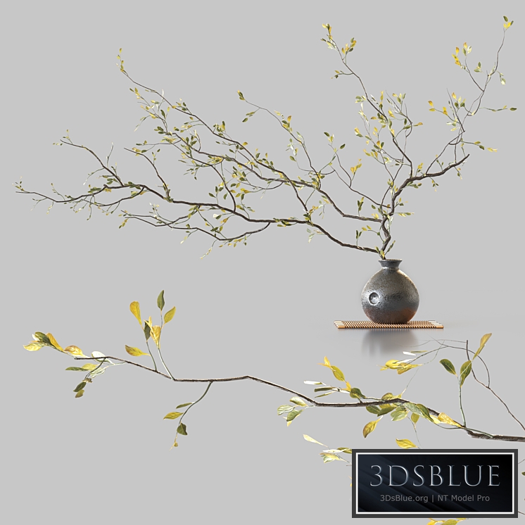 Plum branch in flower arrangement vase