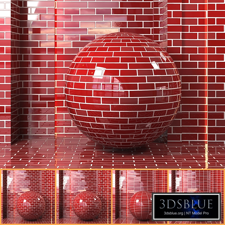 (4k)(5 patterns) Glazed Brick wall set 05-(Seamless, PBR)