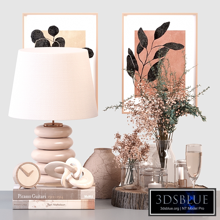 Decorative Set 29 - Branches and Table Lamp