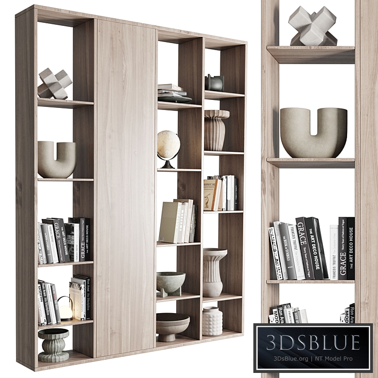wooden Shelves Decorative With vase and Book