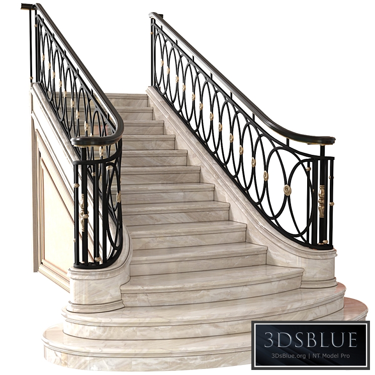 Classic marble staircase in Art Deco style.Modern interior stair