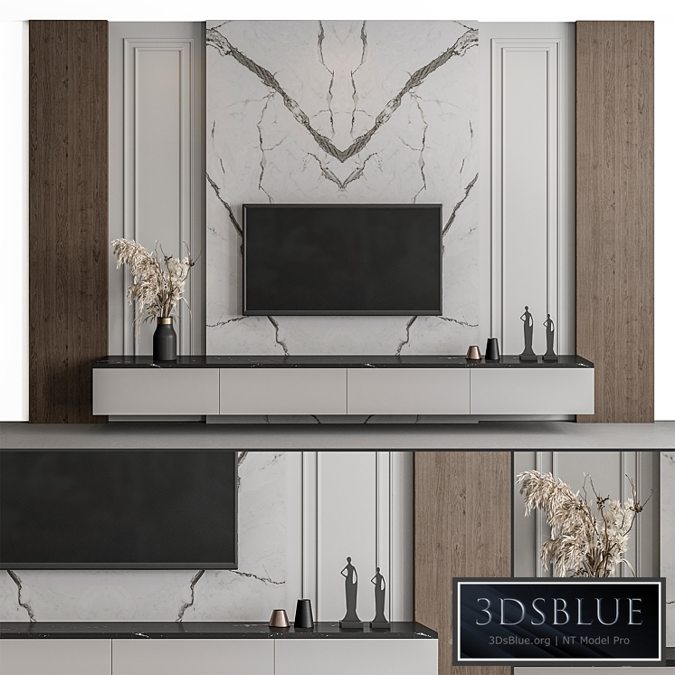 TV Wall Stone and Wood - Set 57