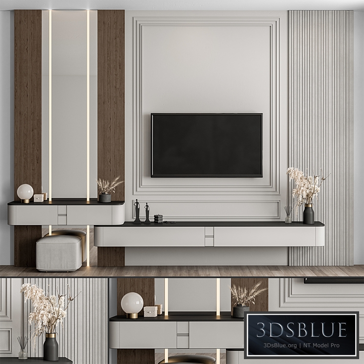 TV Wall Wood and Plaster - Set 60