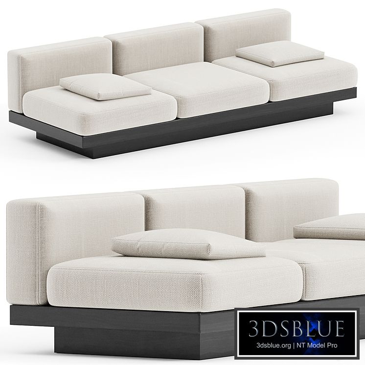 BENCH THREE SEATER BONE - BLACK INDOOR RUDOLPH