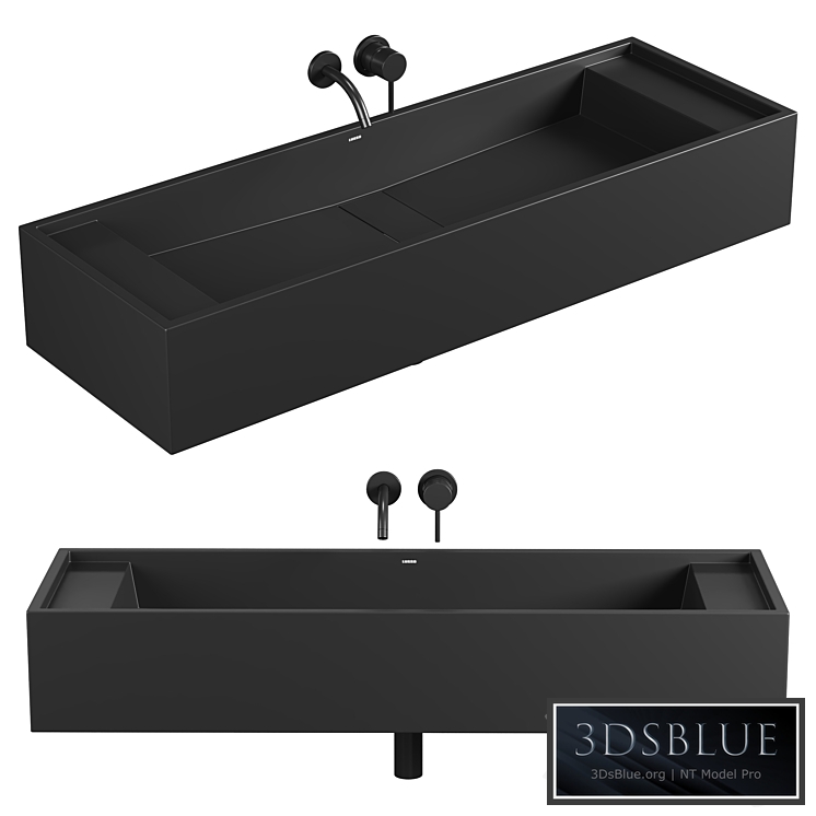 Marmo Charcoal Wall Hung Double Stone Basin 1200mm