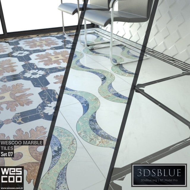 WESCOO Marble Tiles WATERJET DECORS, ACCESSORIES Set 07