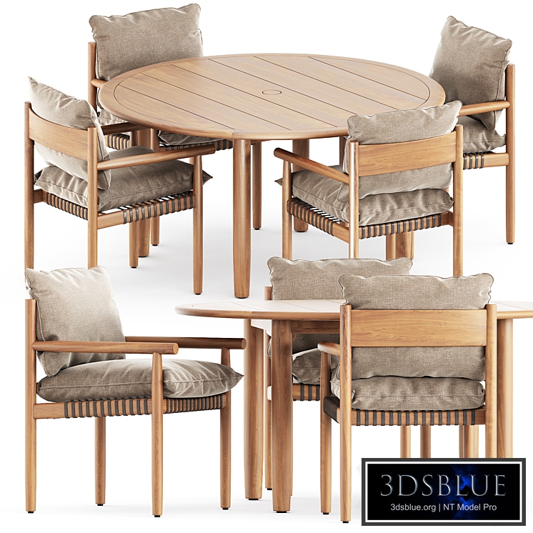 Tibbo Armchair and dining round table by Dedon