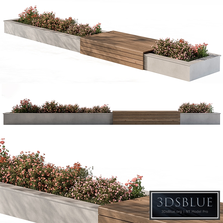 Urban Bench with Flowers Set 40