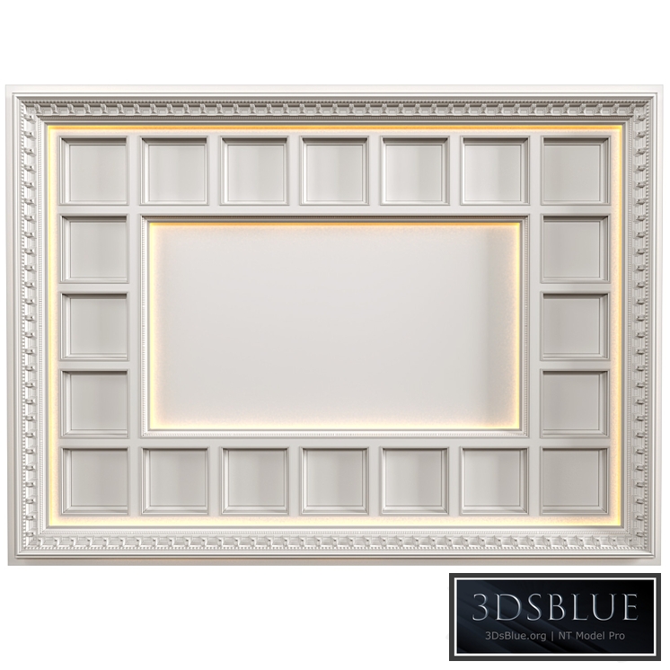 Art Deco coffered illuminated ceiling.Modern coffered illuminated ceiling