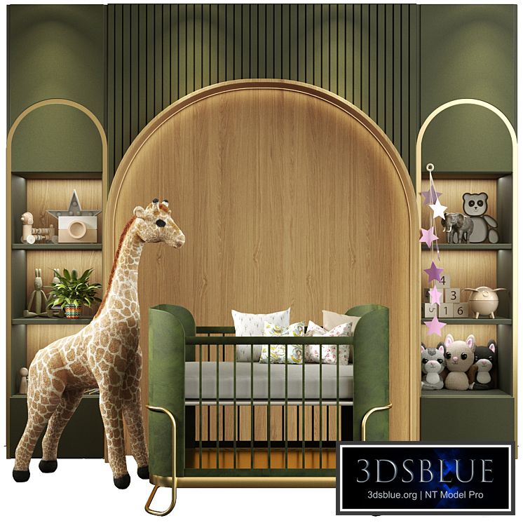 Children's room with toys and a crib. Children's room