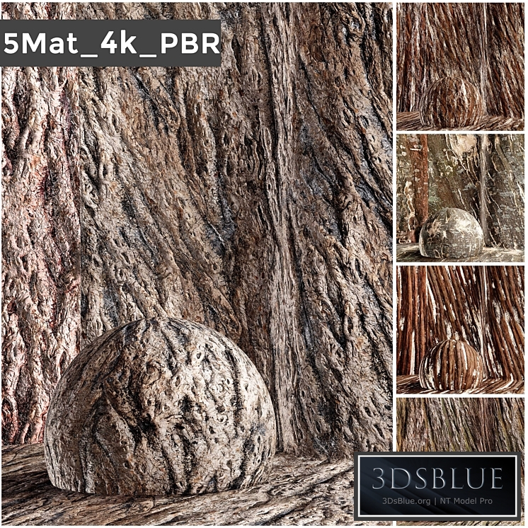 set 5 bark PBR materials 006 arc