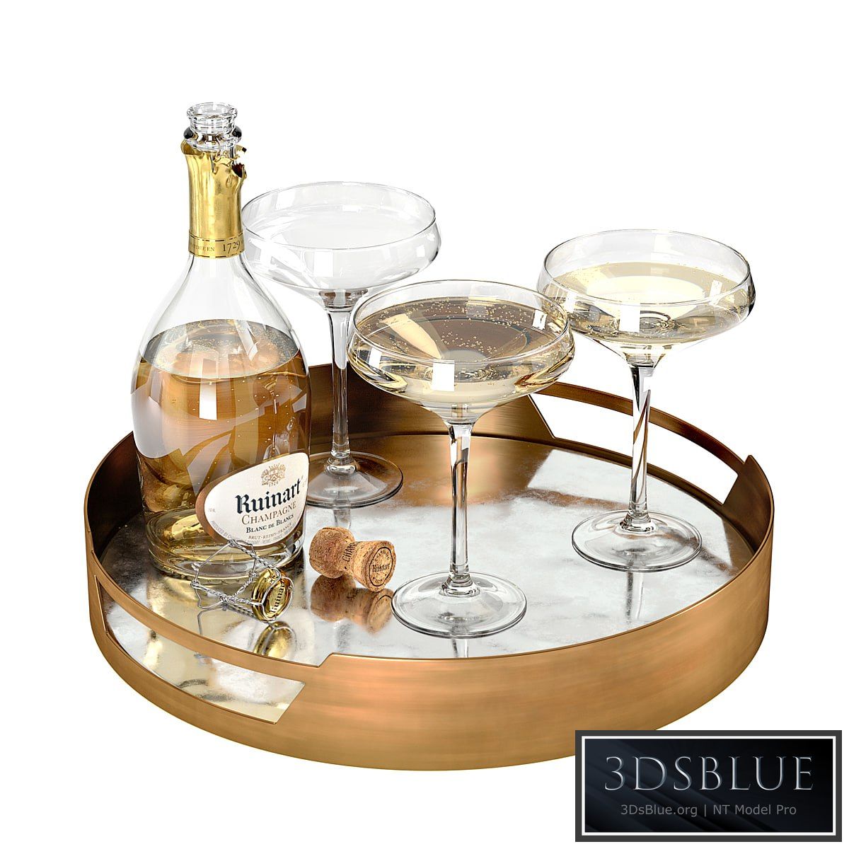CB2 Marcella Brass Antique Mirror Tray Set