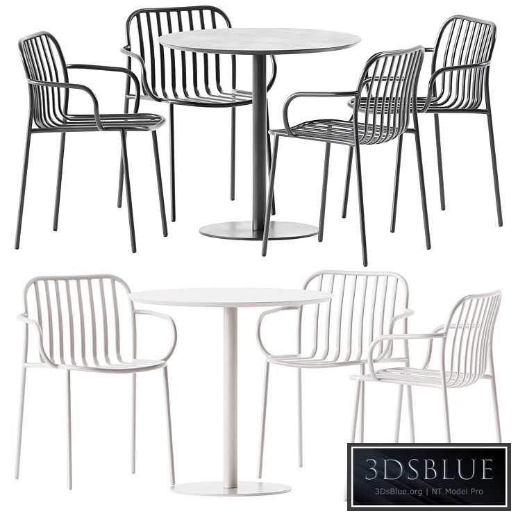 Round Dining Table by Vineko and Metis Line Armchair by TrabA