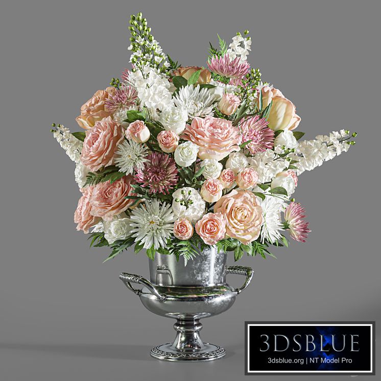 Flower Set 044 White pink chrysanthemum and rose