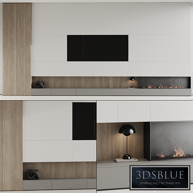 TV wall with fireplace 07
