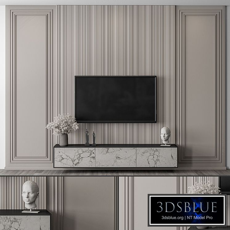 TV Wall Wood and Plaster - Set 59