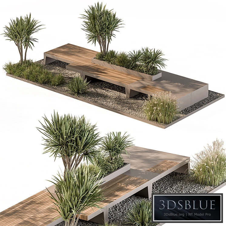 Urban Furniture Bench with Plants Set 42