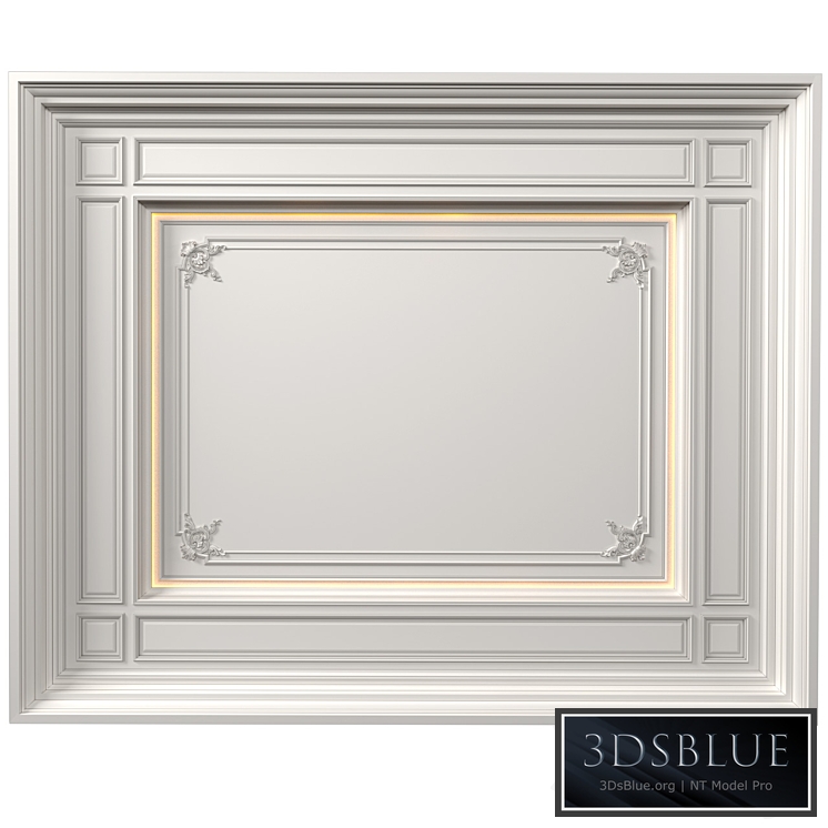 Art Deco coffered illuminated ceiling.Modern coffered illuminated ceiling 01