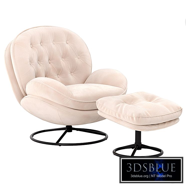 Velvet Swivel Accent Chair with Ottoman Set